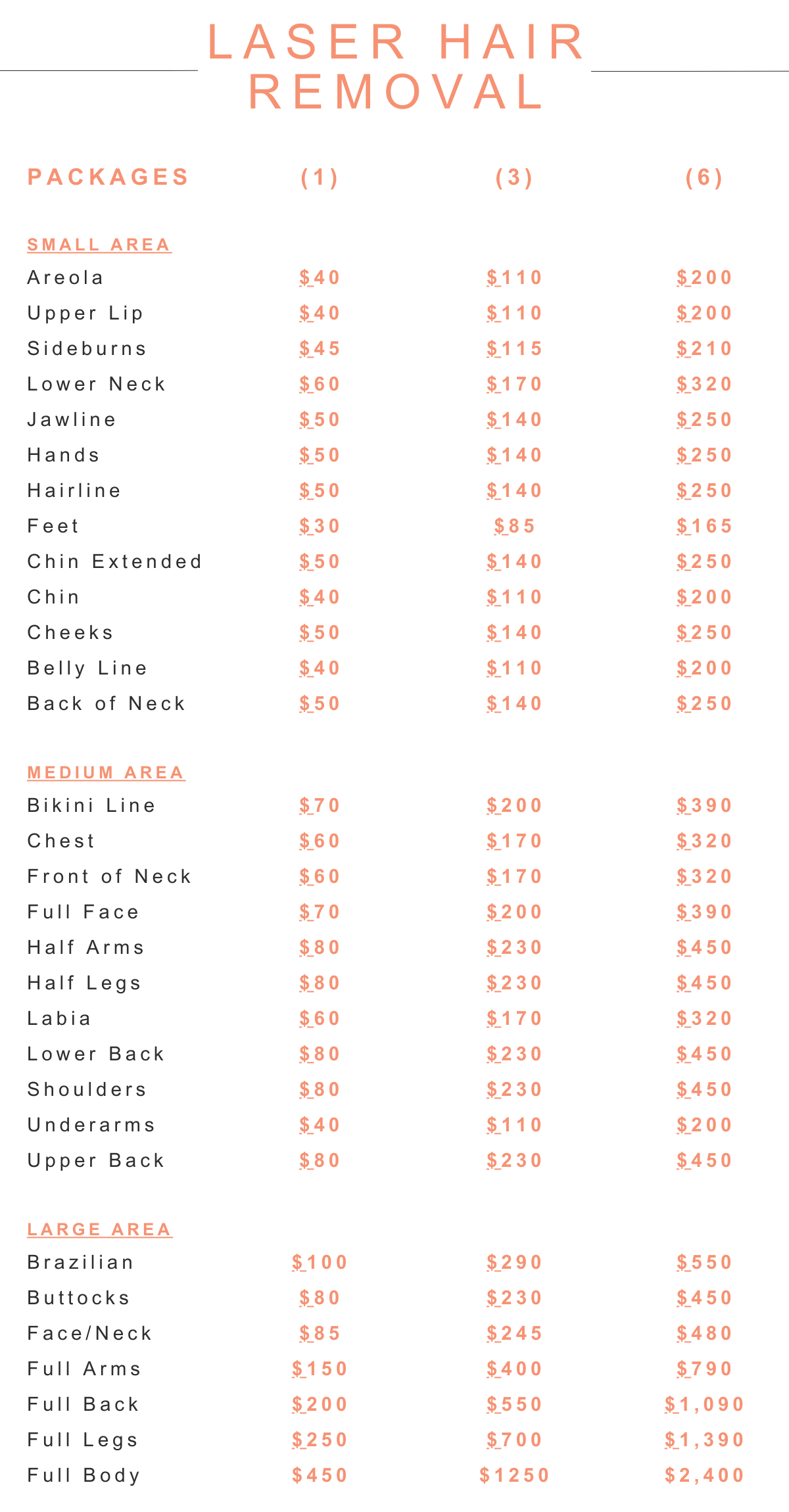 Laser hair removal pricing near me