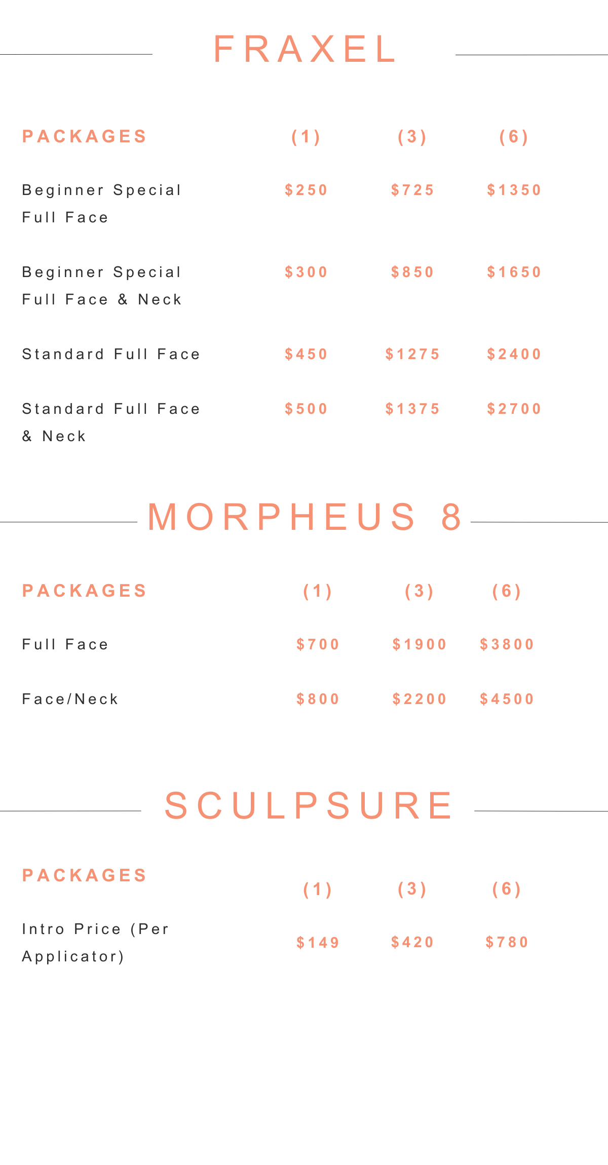 Morpheus8 Fraxel Sculpsure pricing near me